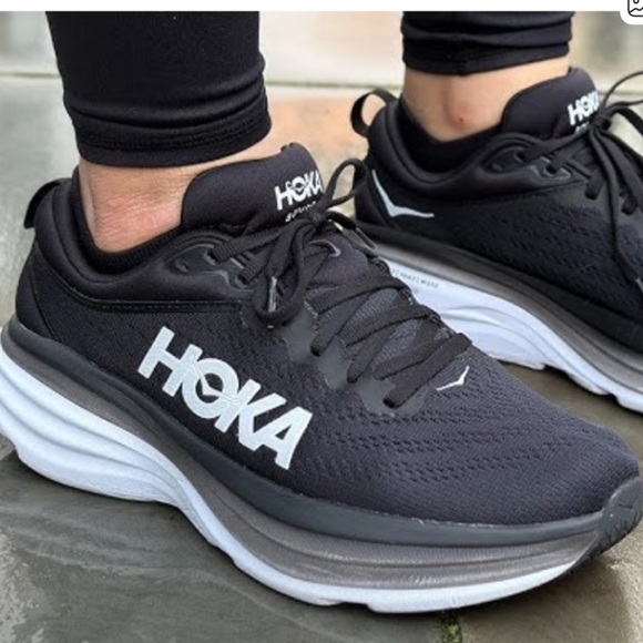Hoka Shoes - Hoka Bondi 8 Black and White Athletic Shoes